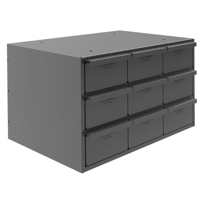 004-95 9 Drawers (Vertical), 11-5/8" Deep, Steel Construction, for Small Part Storage, Gray