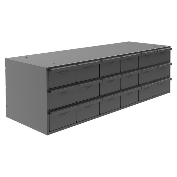 005-95 18 Drawers, 11-5/8" Deep, Steel Construction, for Small Part Storage, Gray