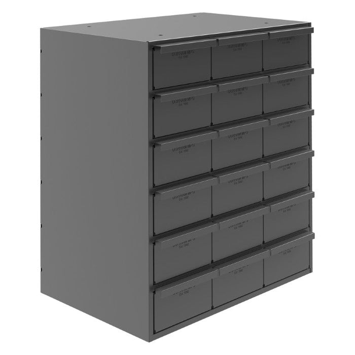 006-95 18 Drawers (Vertical), 11-5/8" Deep, Steel Construction, for Small Part Storage, Gray