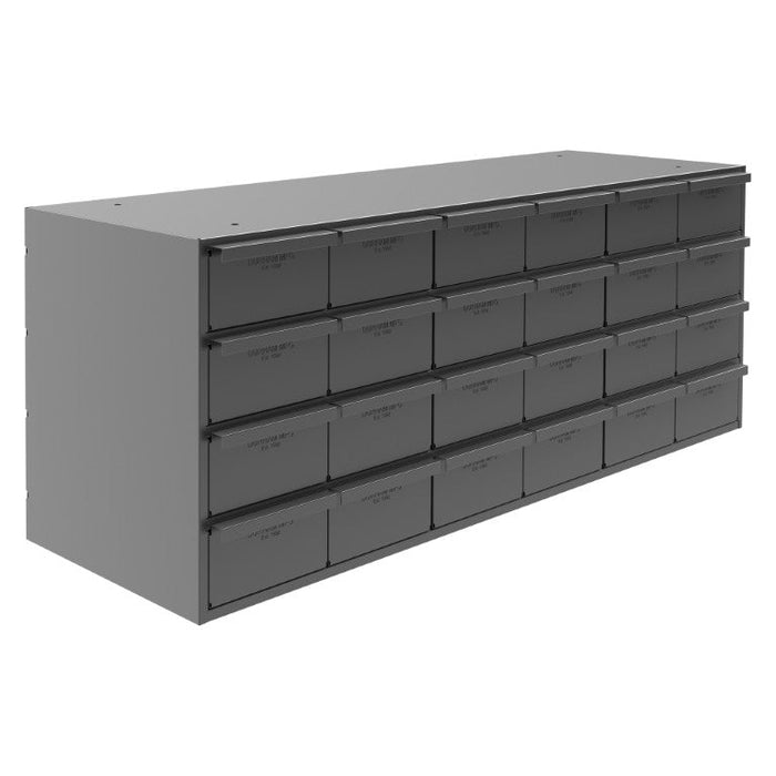 007-95 24 Drawers, 11-5/8" Deep, Steel Construction, for Small Part Storage, Gray