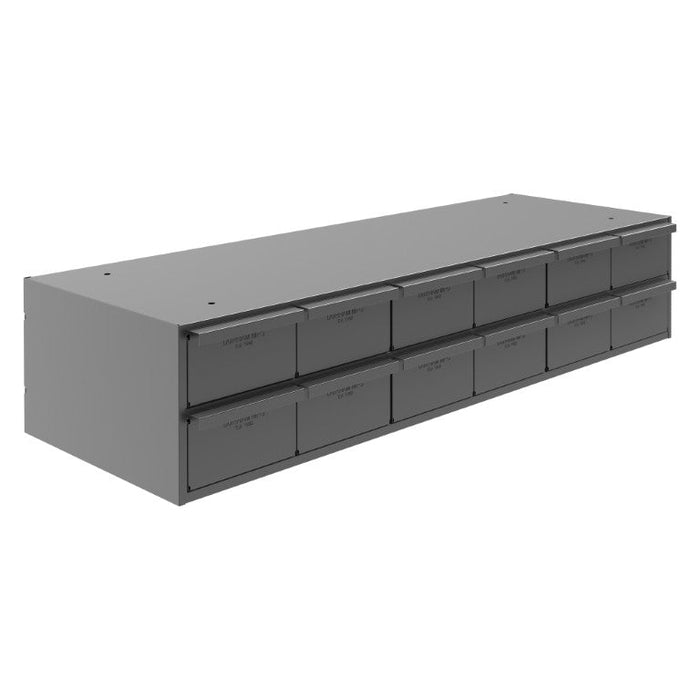 013-95 12 Drawers, 11-5/8" Deep, Steel Construction, for Small Part Storage, Gray