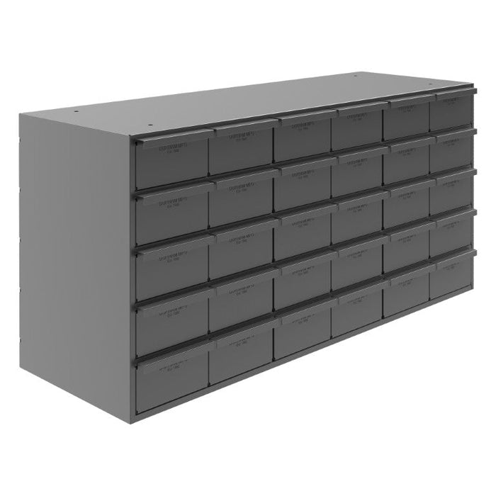 014-95 30 Drawers, 11-5/8" Deep, Steel Construction, For Small Part Storage, Gray