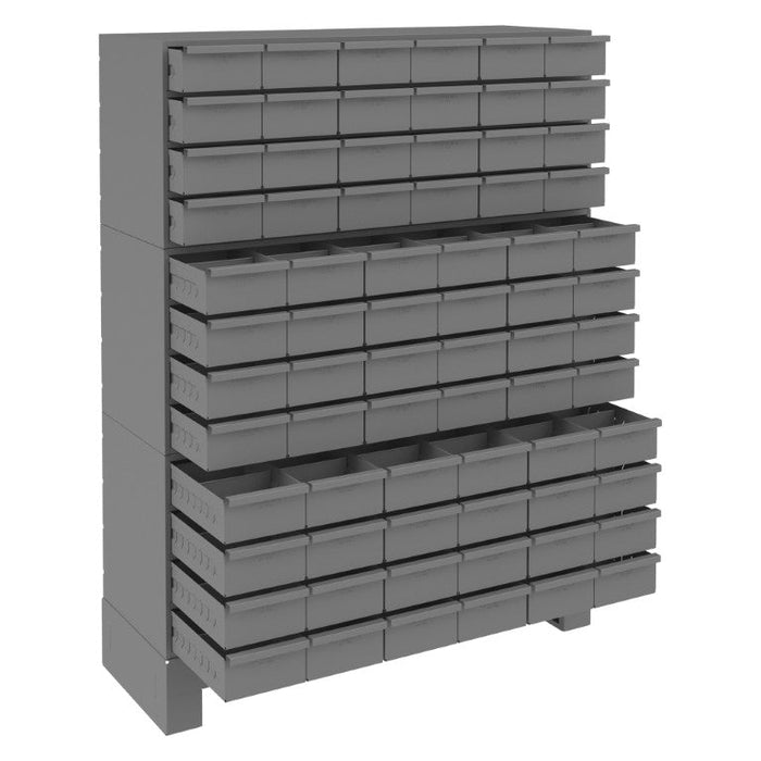 019-95 72 Drawers, 12-1/4" Deep, Steel Construction, for Small Part Storage, Gray
