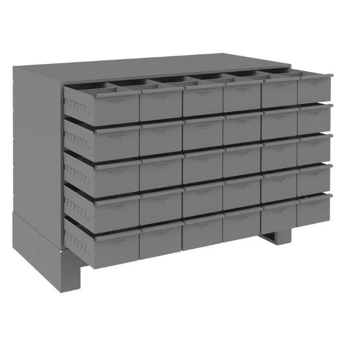 027-95 30 Drawers, 17-3/4" Deep, Steel Construction, for Small Part Storage, Gray