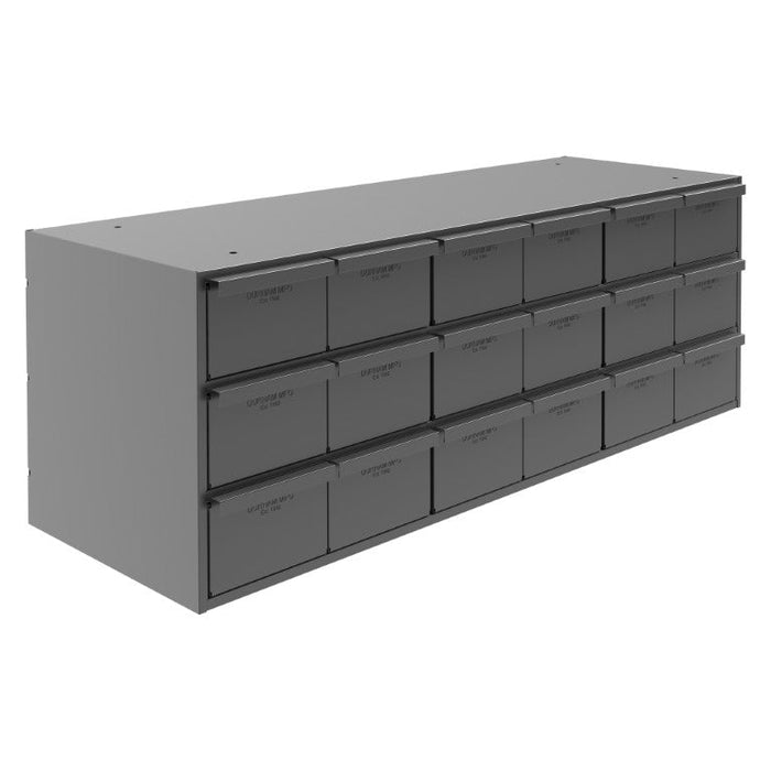 030-95 18 Drawers, 11-5/8" Deep, Steel Construction, for Small Part Storage, Gray