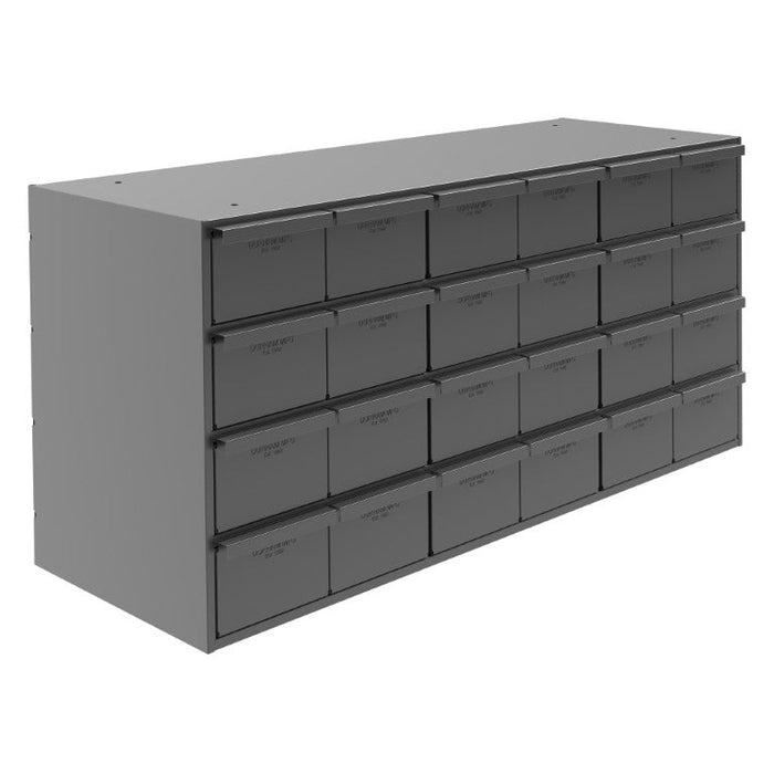 031-95 24 Drawers, 11-5/8" Deep, Steel Construction, for Small Part Storage, Gray