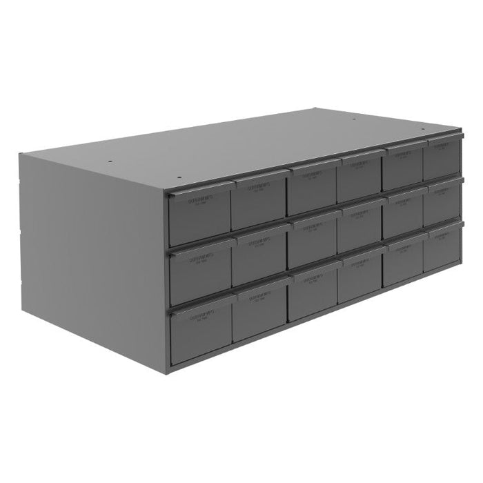 032-95 18 Drawers, 17-1/4" Deep, Steel Construction, for Small Part Storage, Gray