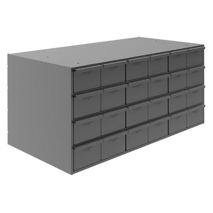 033-95 24 Drawers, 17-1/4" Deep, Steel Construction, for Small Part Storage, Gray