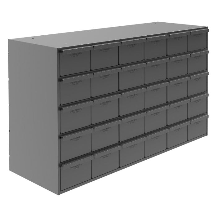 034-95 30 Drawers, 11-5/8" Deep, Steel Construction, for Small Part Storage, Gray