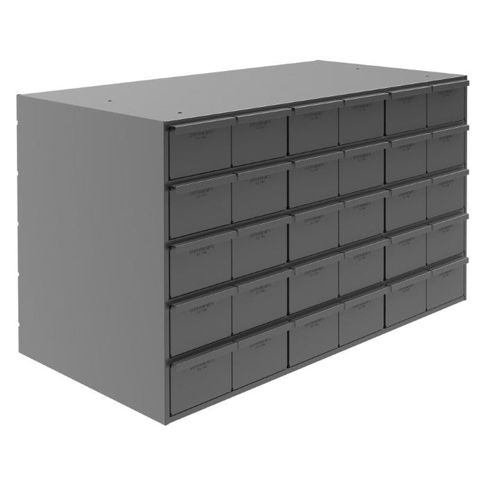 035-95 30 Drawers, 17-1/4" Deep, Steel Construction, for Small Part Storage, Gray