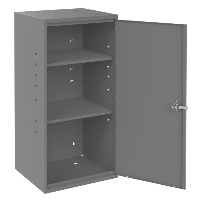 055-95 Utility Cabinet, Steel, 2 Shelves, Locking handle with keys, Wall Mountable, Gray