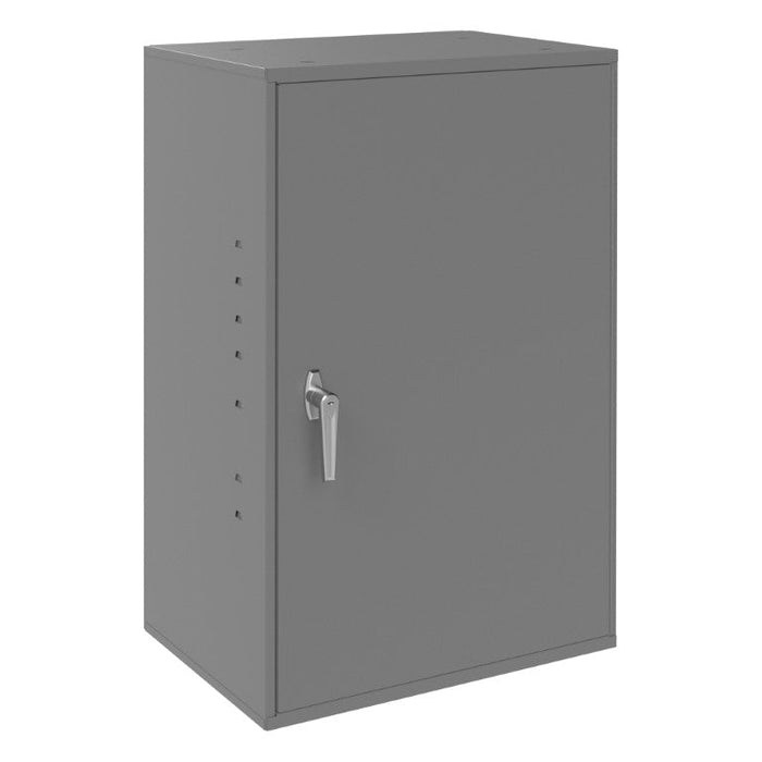 056-95 Utility Cabinet, Steel, 2 Shelves, Wall Mountable, Locking handle with keys, Gray