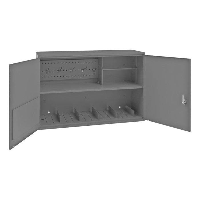 060A-95-WFS Wall Mounted Aerosol Storage Cabinet, 20 Gauge, 2 Shelves, 2 Doors, 1 Pocket Doors, Key Hole Slots For Wall Mounting, Gray