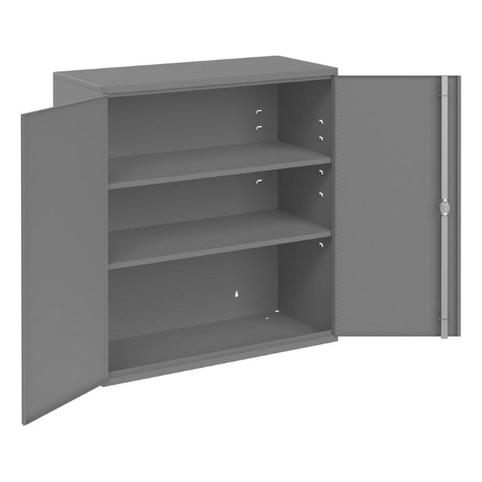 061-95-ADJFS Wall Mounted Storage Cabinet, 20 Gauge, 3 Shelves, 2 Doors, Keyed Handle, Key Hole Slots For Wall Mounting, Gray