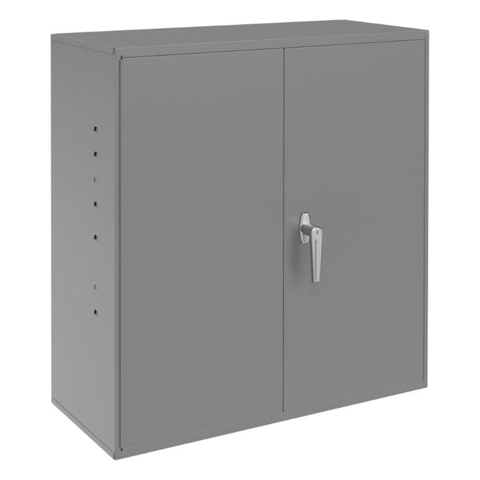 061-95-ADJFS Wall Mounted Storage Cabinet, 20 Gauge, 3 Shelves, 2 Doors, Keyed Handle, Key Hole Slots For Wall Mounting, Gray