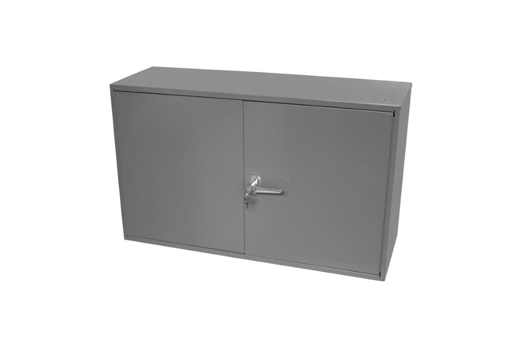 062-95-ADJFS Wall Mounted Storage Cabinet, 20 Gauge, 1 Adjustable Shelf, 2 Doors, Pad Lockable Hasp, Key Hole Slots For Wall Mounting, Gray