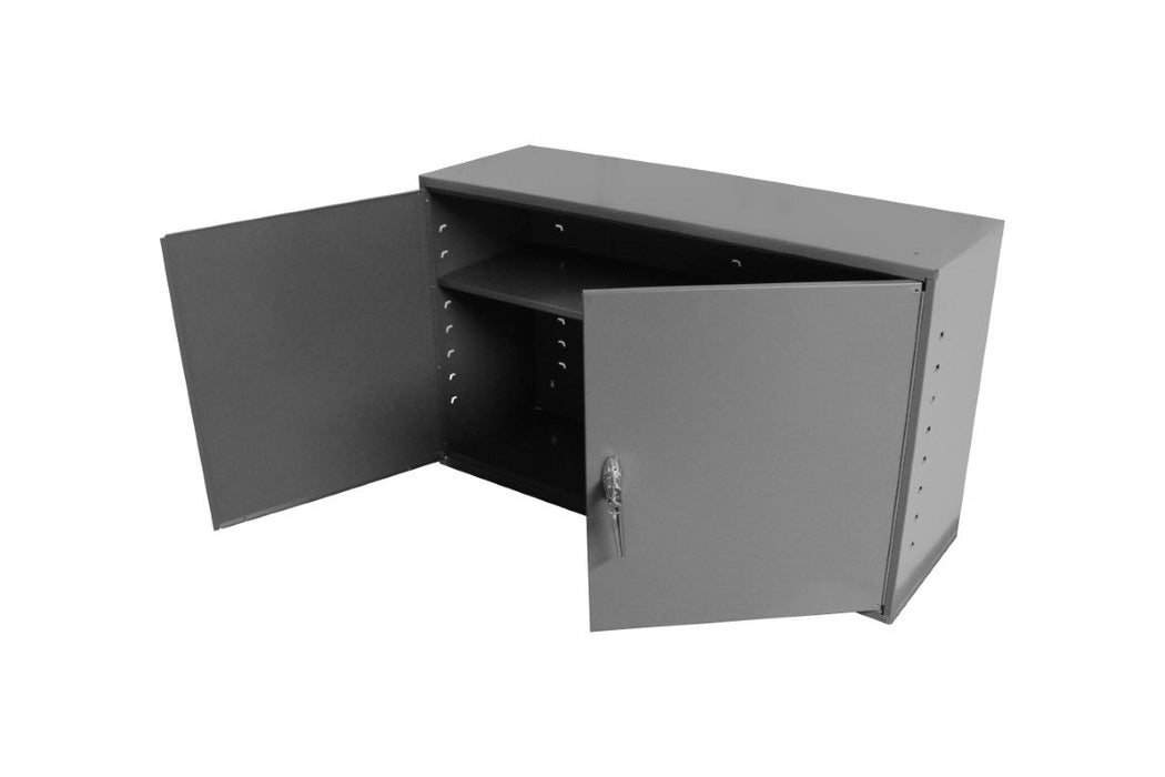 062-95-ADJFS Wall Mounted Storage Cabinet, 20 Gauge, 1 Adjustable Shelf, 2 Doors, Pad Lockable Hasp, Key Hole Slots For Wall Mounting, Gray