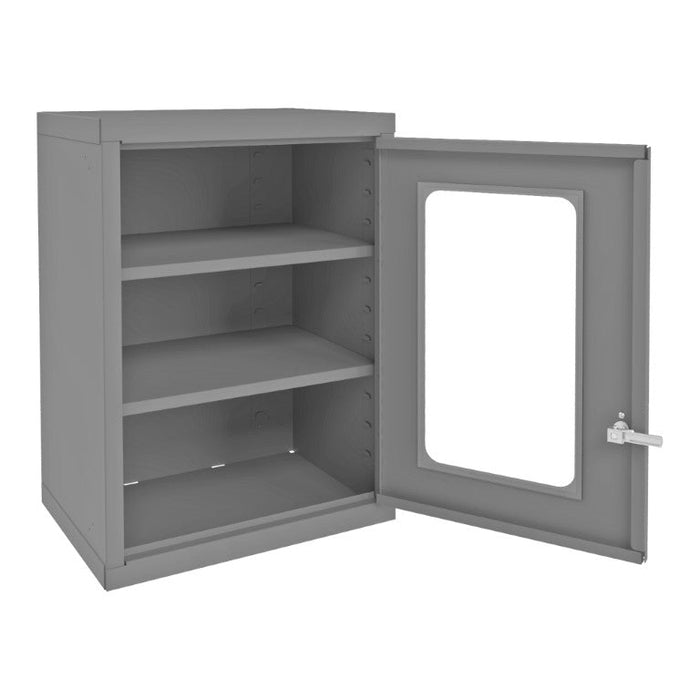 070CV-95 Wall Mounted Storage Cabinet, Clearview Doors, 2 Adjustable Shelves, Gray