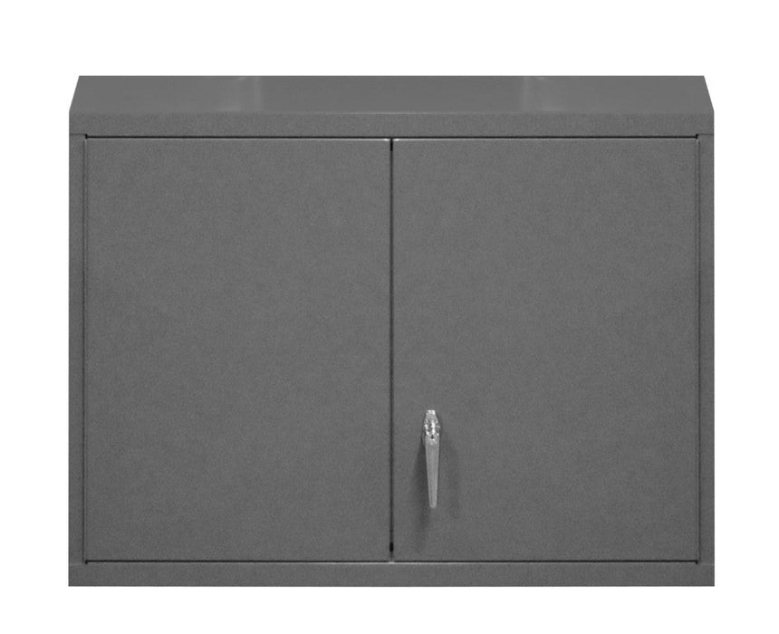 071SD-95 Wall Mounted Storage, 18 Gauge, 3 Shelves, 2 Door, Keyed Handle And Key Hole Slots For Wall Mounting, Gray