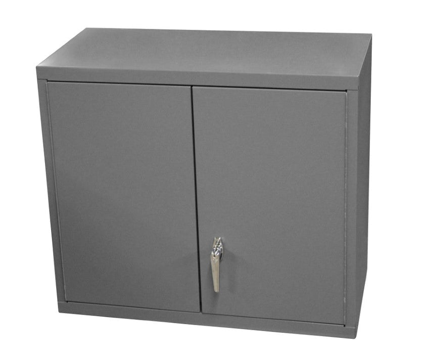 072SD-95 Wall Mounted Storage Cabinet, 18 Gauge, 3 Shelves, 2 Door, Keyed Handle And Key Hole Slots For Wall Mounting, Gray
