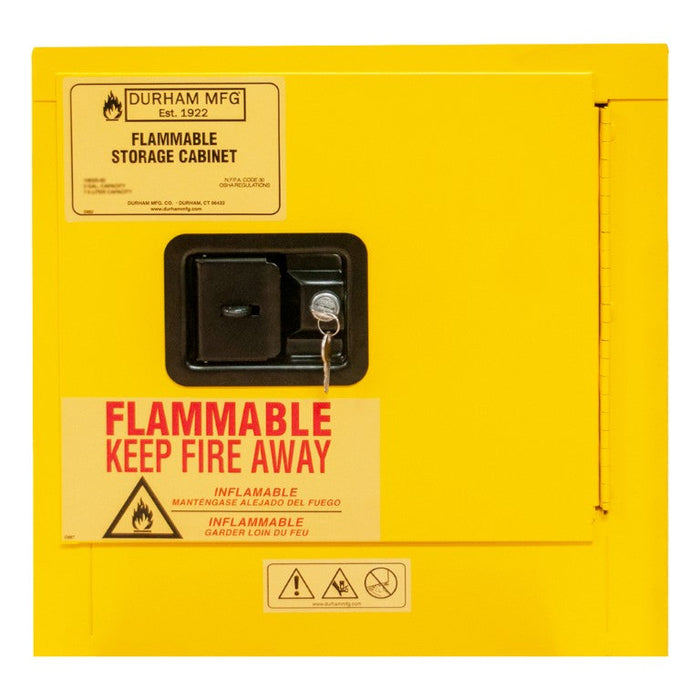 1002M-50 Flammable Storage Cabinet, 2 Gallon, 1 Door, Manual Close, 1 Shelf, Safety Yellow