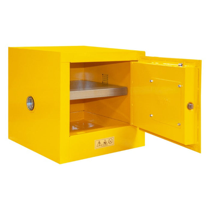 1002M-50 Flammable Storage Cabinet, 2 Gallon, 1 Door, Manual Close, 1 Shelf, Safety Yellow