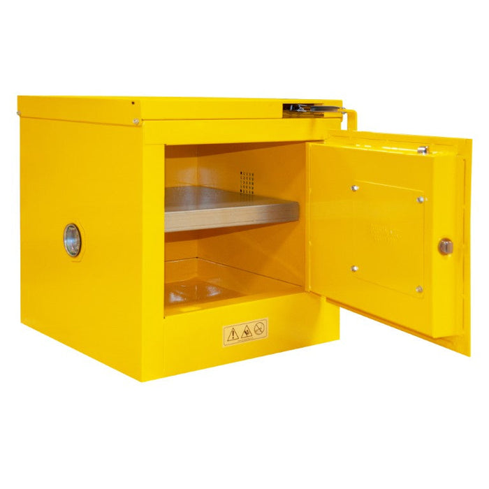 1002S-50 Flammable Storage Cabinet, 2 Gallon, 1 Door, Self Close, 1 Shelf, Safety Yellow