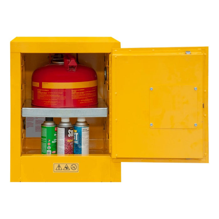 1004M-50 FM Approved, Flammable Storage Cabinet, 4 Gallon, 1 Door, Manual Close, 1 Shelf, Safety Yellow
