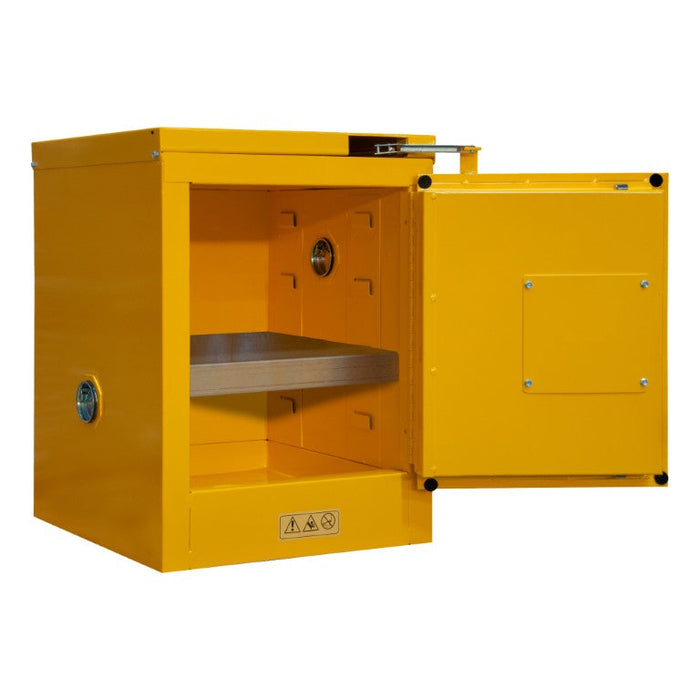 1004S-50 FM Approved, Flammable Storage Cabinet, 4 Gallon, 1 Door, Self Close, 1 Shelf, Safety Yellow