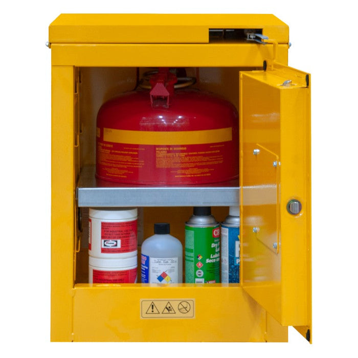 1004S-50 FM Approved, Flammable Storage Cabinet, 4 Gallon, 1 Door, Self Close, 1 Shelf, Safety Yellow