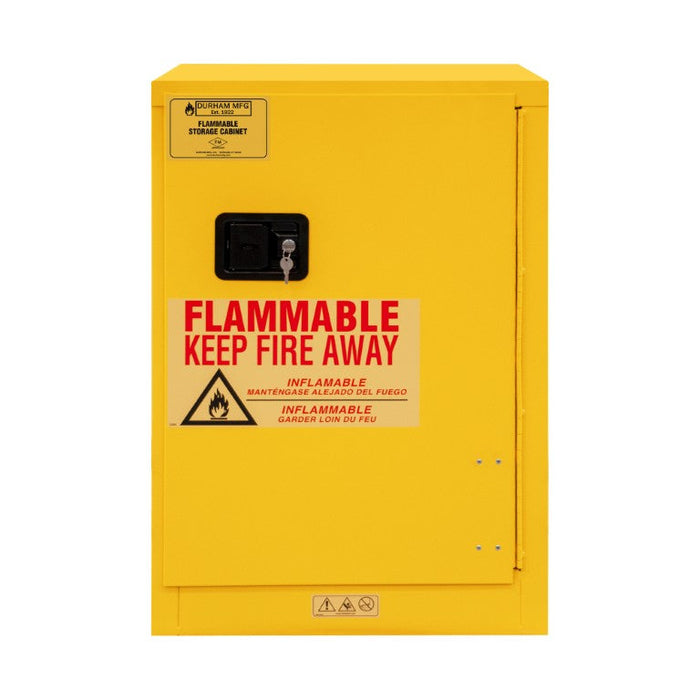 1012M-50 FM Approved, Flammable Storage Cabinet, 12 Gallon, 1 Door, Manual Close, 1 Shelf, Safety Yellow