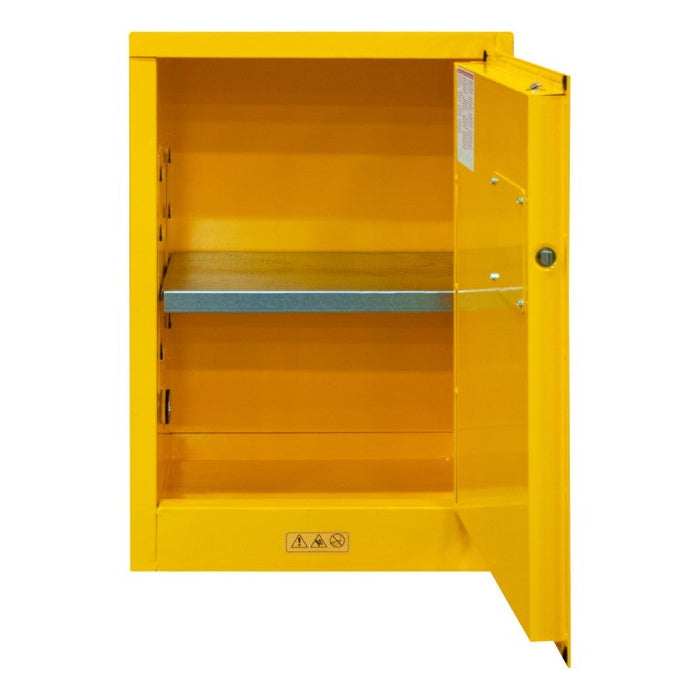 1012M-50 FM Approved, Flammable Storage Cabinet, 12 Gallon, 1 Door, Manual Close, 1 Shelf, Safety Yellow