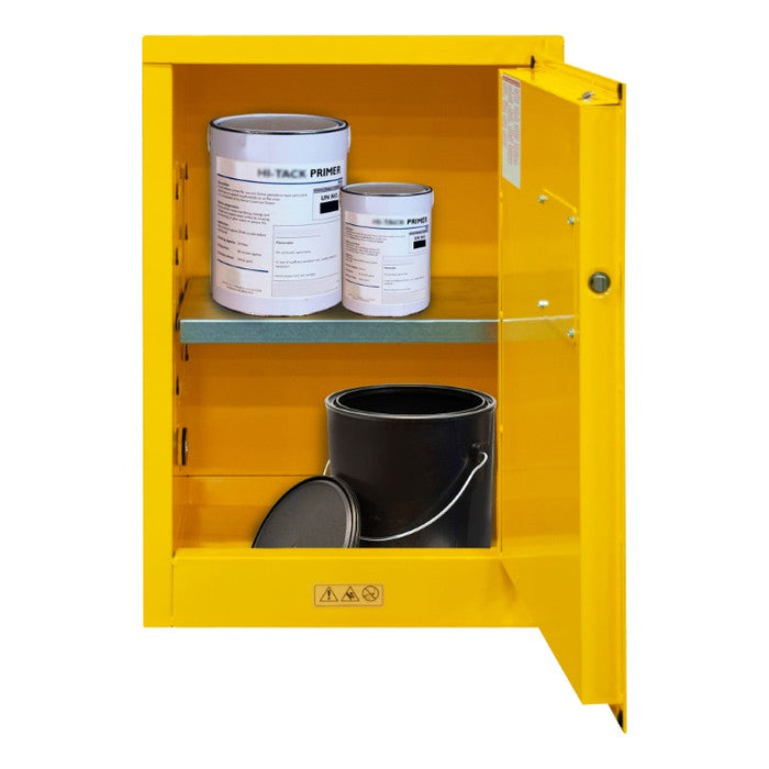 1012M-50 FM Approved, Flammable Storage Cabinet, 12 Gallon, 1 Door, Manual Close, 1 Shelf, Safety Yellow