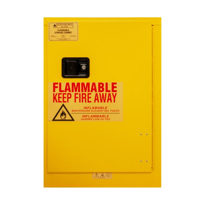 1012MA-50 FM Approved, Flammable Storage Cabinet, Accommodates 24 Standard 12 oz. Cans, 1 Door, Manual Close, 2 Sliding Shelves, Safety Yellow