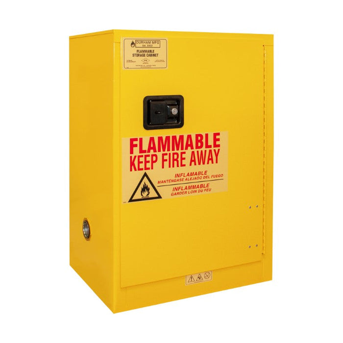 1012MA-50 FM Approved, Flammable Storage Cabinet, Accommodates 24 Standard 12 oz. Cans, 1 Door, Manual Close, 2 Sliding Shelves, Safety Yellow