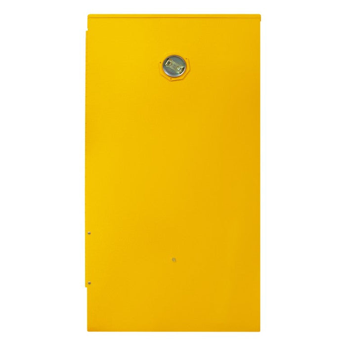 1012MA-50 FM Approved, Flammable Storage Cabinet, Accommodates 24 Standard 12 oz. Cans, 1 Door, Manual Close, 2 Sliding Shelves, Safety Yellow