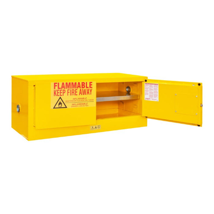 1012MH-50 FM Approved, Flammable Storage Cabinet, Horizontal, Table Top, 12 Gallon, 2 Doors, Manual Close, 1 Shelf, Safety Yellow