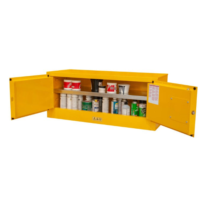 1012MH-50 FM Approved, Flammable Storage Cabinet, Horizontal, Table Top, 12 Gallon, 2 Doors, Manual Close, 1 Shelf, Safety Yellow