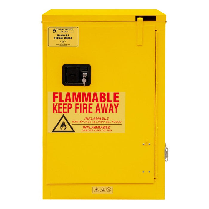 1012S-50 FM Approved, Flammable Storage Cabinet, 12 Gallon, 1 Door, Self Close, 1 Shelf, Safety Yellow