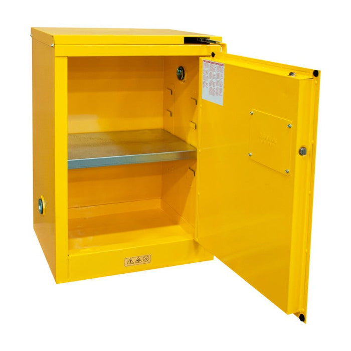 1012S-50 FM Approved, Flammable Storage Cabinet, 12 Gallon, 1 Door, Self Close, 1 Shelf, Safety Yellow