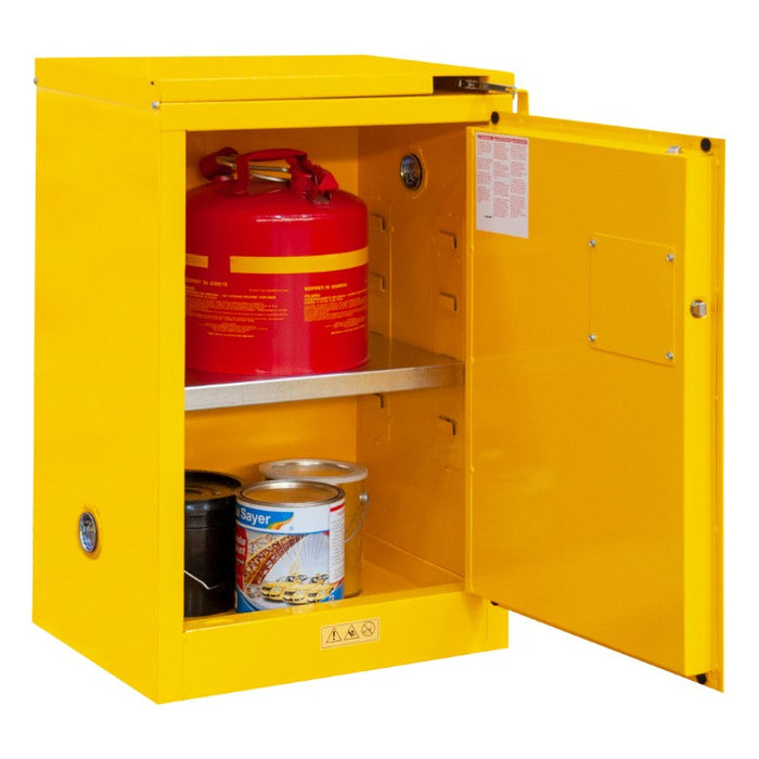 1012S-50 FM Approved, Flammable Storage Cabinet, 12 Gallon, 1 Door, Self Close, 1 Shelf, Safety Yellow