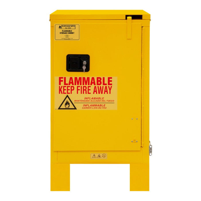 1012SL-50 FM Approved, Flammable Storage Cabinet with Legs, 12 Gallon, 1 Door, Self Close, 1 Shelf, Safety Yellow