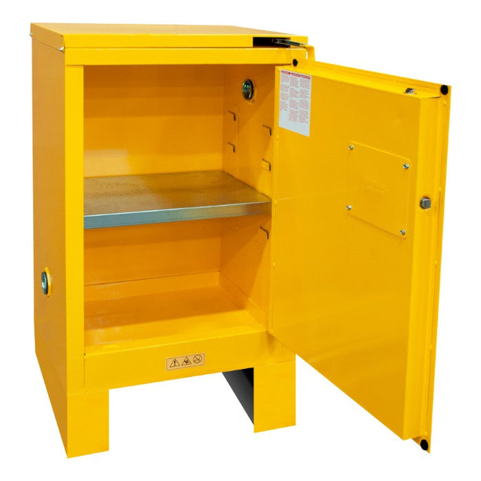 1012SL-50 FM Approved, Flammable Storage Cabinet with Legs, 12 Gallon, 1 Door, Self Close, 1 Shelf, Safety Yellow