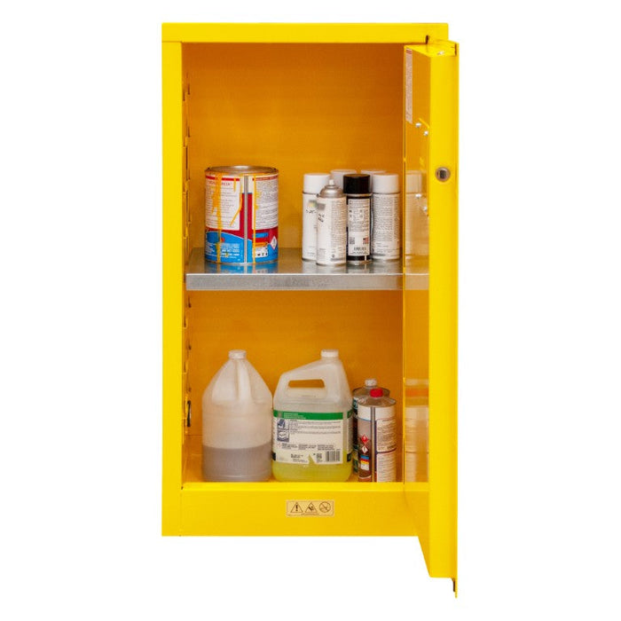 1016M-50 FM Approved, Flammable Storage Cabinet, 16 Gallon, 1 Door, Manual Close, 1 Shelf, Safety Yellow