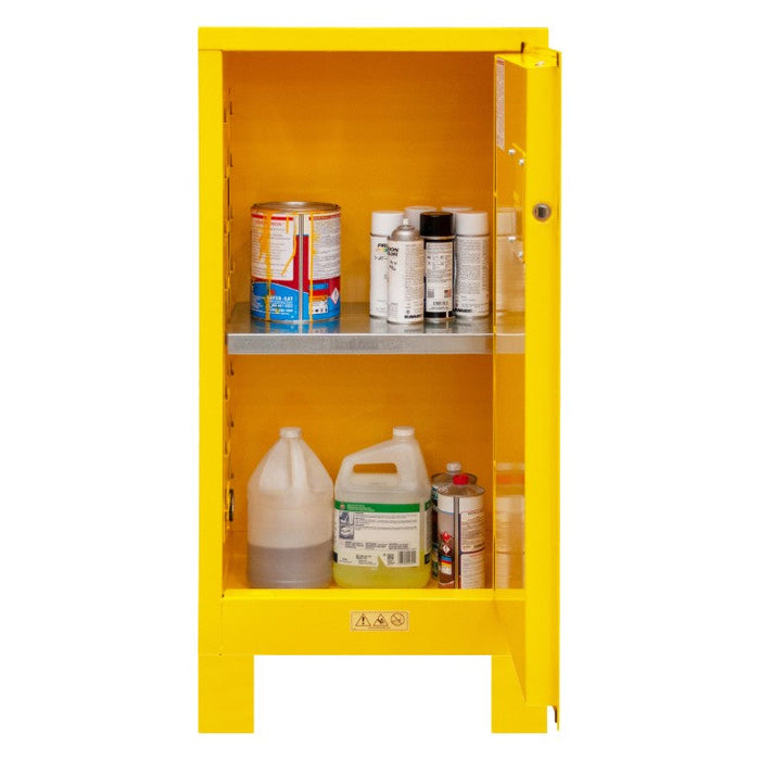 1016ML-50 FM Approved, Flammable Storage Cabinet with Legs, 16 Gallon, 1 Door, Manual Close, 1 Shelf, Safety Yellow