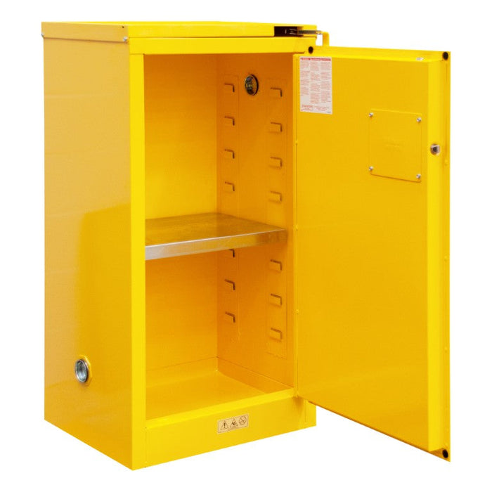 1016S-50 FM Approved, Flammable Storage Cabinet, 16 Gallon, 1 Door, Self Close, 1 Shelf, Safety Yellow