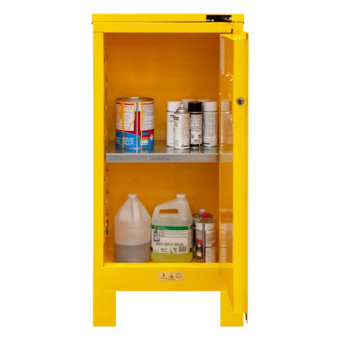 1016SL-50 FM Approved, Flammable Storage Cabinet with Legs, 16 Gallon, 1 Door, Self Close, 1 Shelf, Safety Yellow
