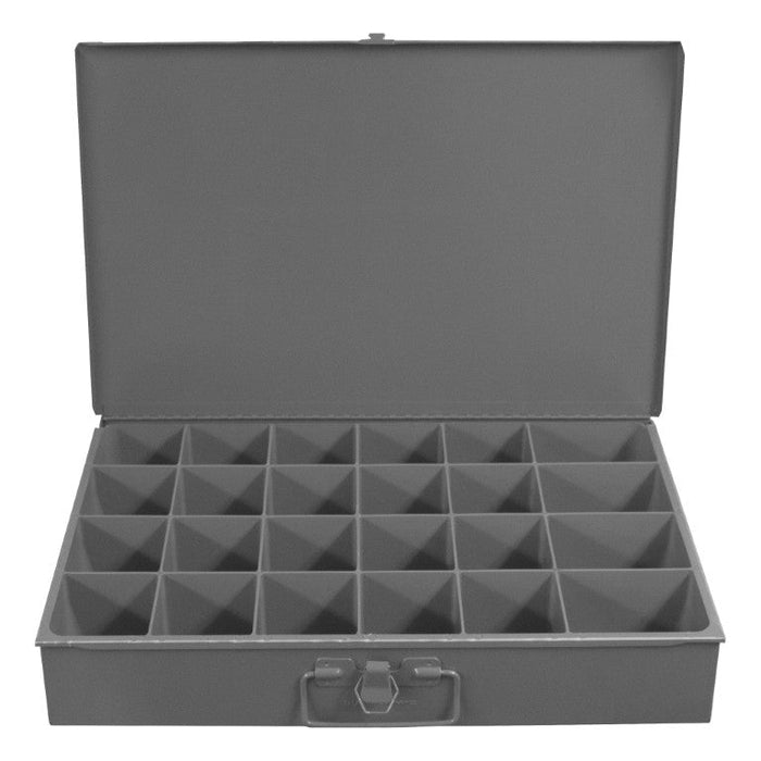 102-95 Large, Steel, Compartment Box, 24 Compartments, Gray