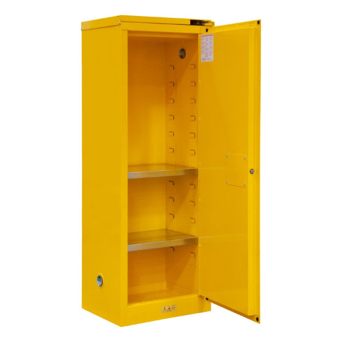 1022S-50 FM Approved, Flammable Storage Cabinet, 22 Gallon, 1 Door, Self Close, 2 Shelves, Safety Yellow