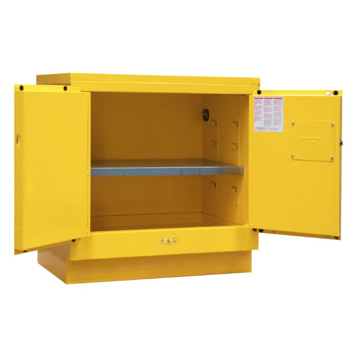 1022UCM-50 FM Approved, Under Counter, Flammable Storage Cabinet, 22 Gallon, 2 Doors, Manual Close, 1 Shelf, Safety Yellow